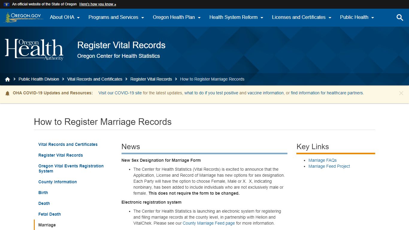 Oregon Health Authority : How to Register Marriage Records ...