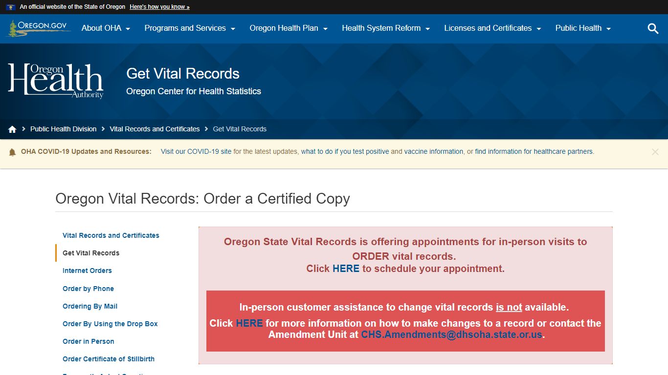 Oregon Health Authority : Oregon Vital Records: Order a ...
